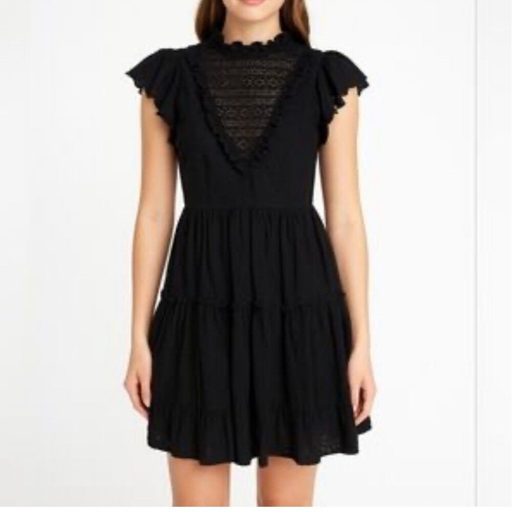 House of Harlow 1960 Revolve Dress Sz  L Black 100% Cotton Boho Quiet Luxury - Picture 4 of 12